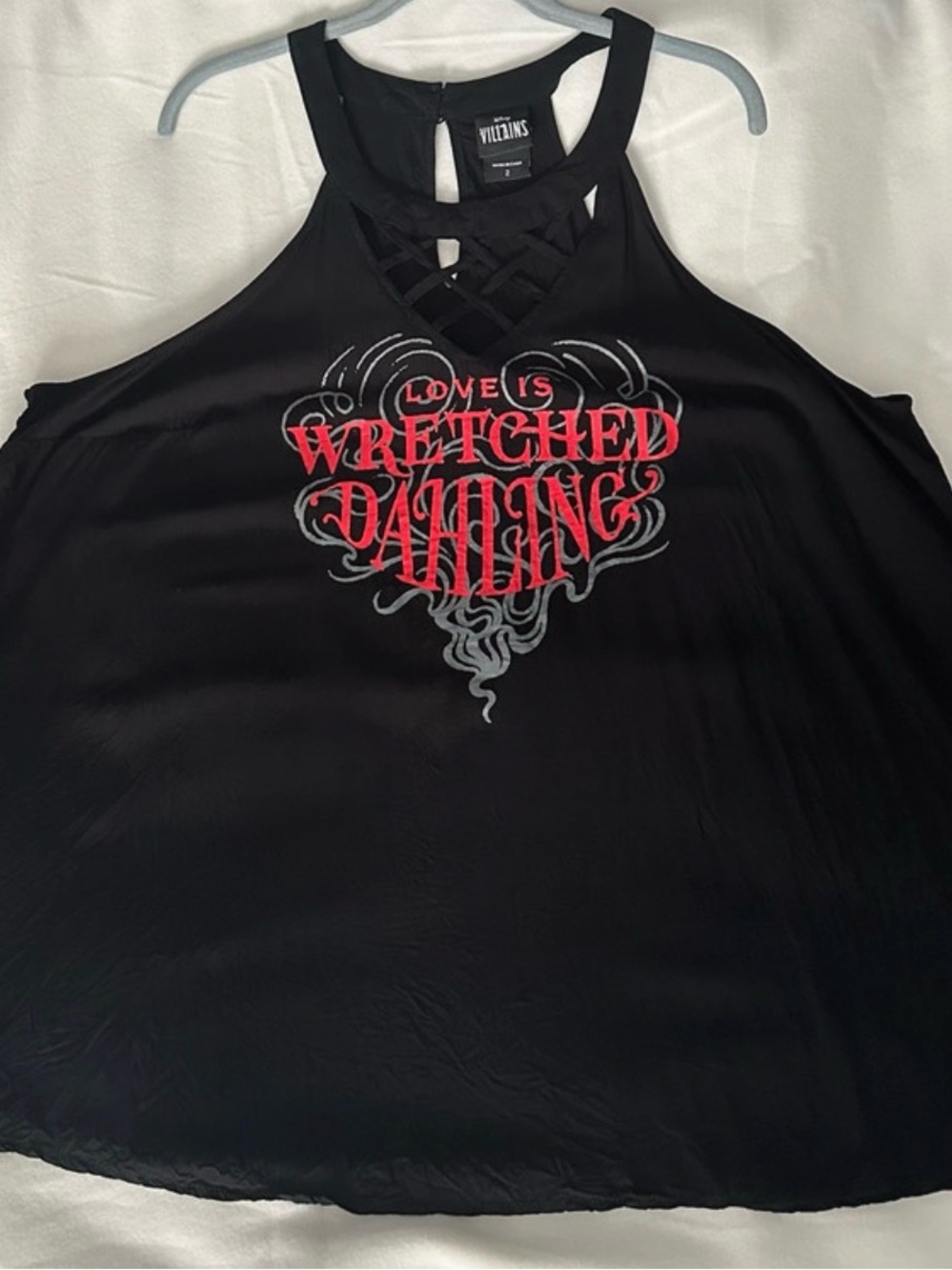 torrid Black Tank with Disney’s Cruella “ Love is Wretched Dahling”